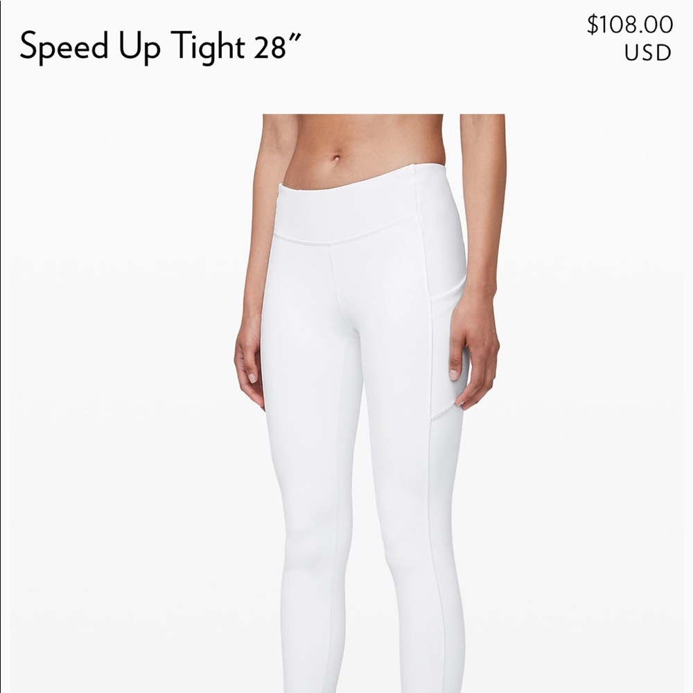 Lulu lemon “ speed up tight 28” white leggings